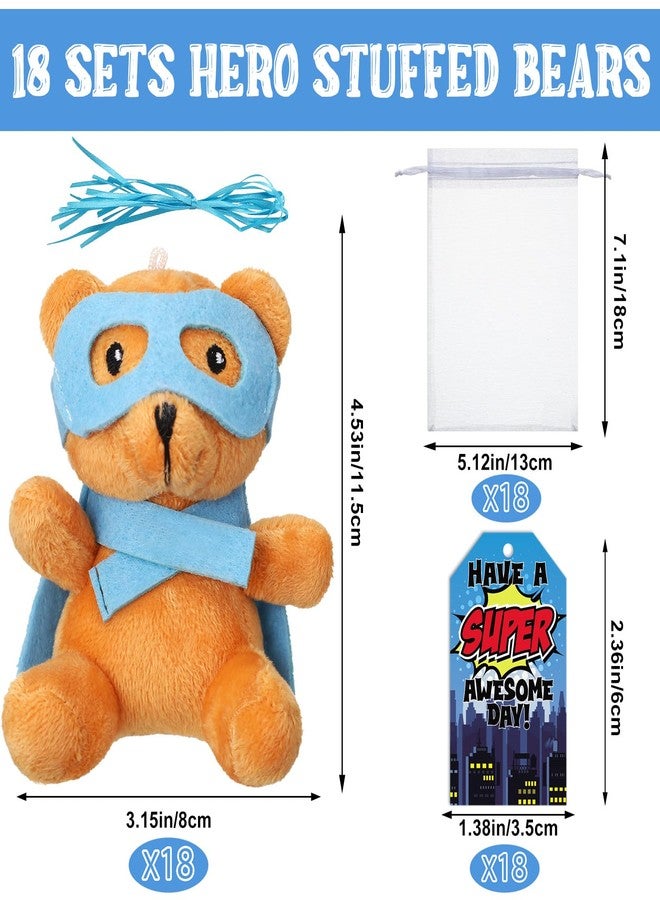 Silipull Hero Party Favors Hero Stuffed Animal Bears with Tie Dye Card Back to School Gifts for Student Small Toys 4" Plush Bears Eye Mask Cape for End of Year Party Favor Gift Box Stuffers(18 Pcs) - Image 2